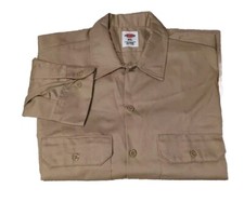 Dickies Mens Shirt XL 17 24/25 Beige Full Button Chest Pockets Work Made In USA