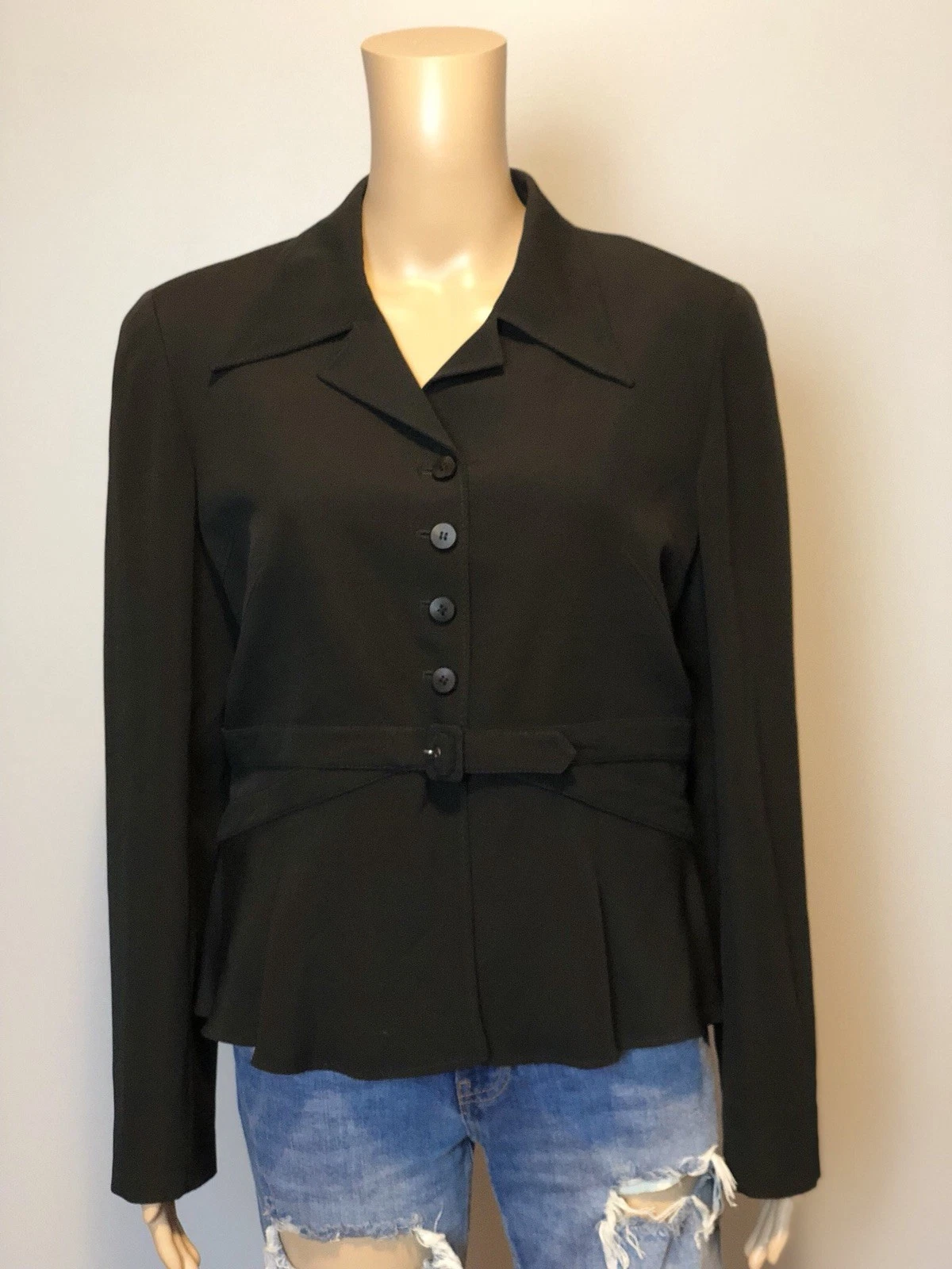 Giacca blazer donna Valentino nero con cintura in seta TG 12 $2000