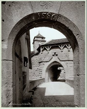 C.F. Kraemer. Allemagne, Rothenburg, Spitalthor Vintage print.  Photomécanique