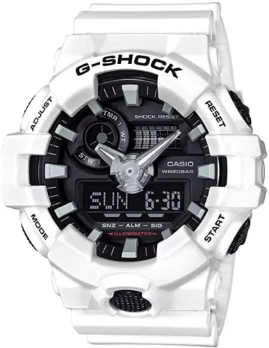 New Casio G-Shock GA700-7 Super Illuminator Ana-Digital 3D White Men's Watch