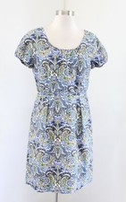 J Crew Dolores Sheath Dress in Peacock Paisley Print Size 6 Short Sleeve Blue