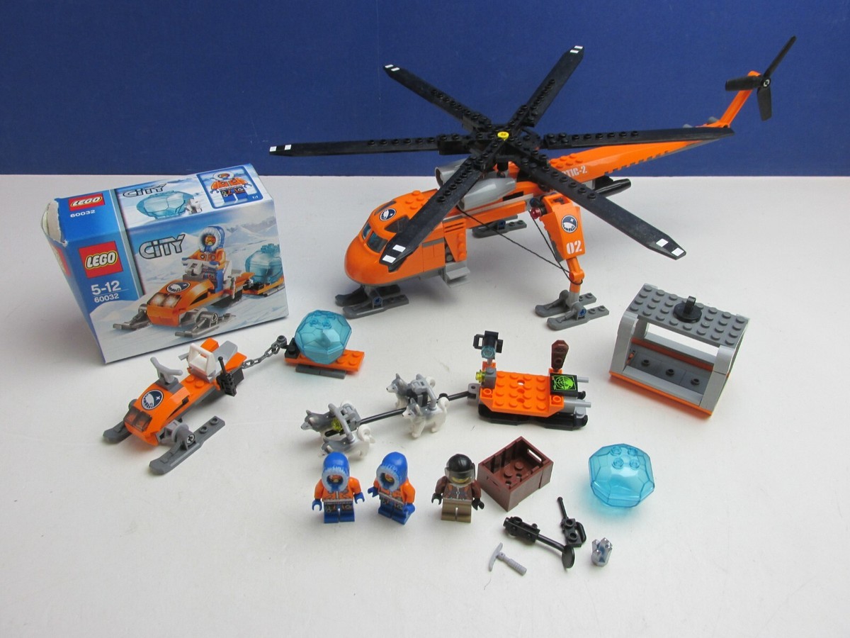 lego 60032 60034 CITY ARCTIC HELICRANE & SNOWMOBILE set COMPLETE