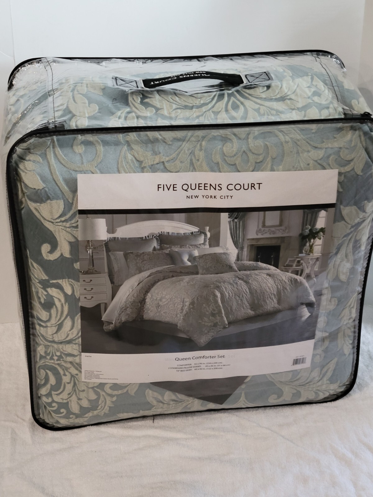 J Queen Five Queens Court Faith 4pc Comforter Set Queen Blue eBay