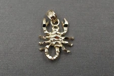 10K Solid Yellow Gold 0.75" Small Diamond Cut Scorpion Charm Pendant.