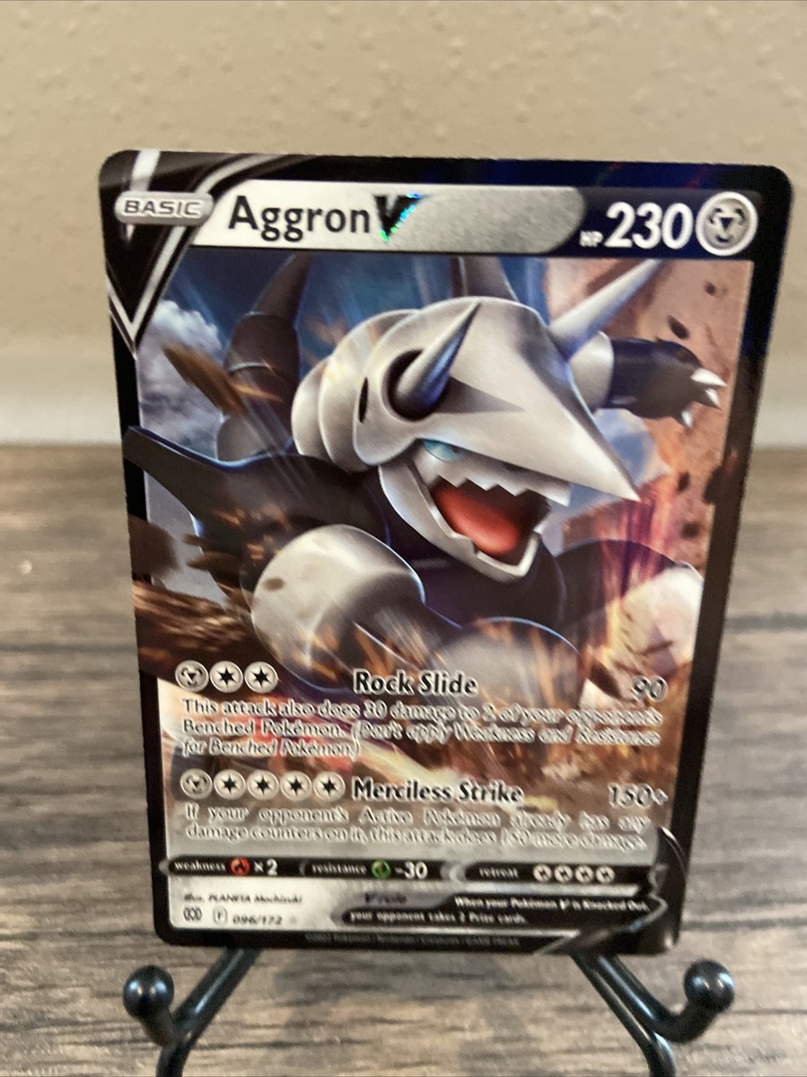 aggron v pokemon card value Pokémon TCG Aggron V Sword & Shield: Brilliant Stars 096/172 Holo Ultra  Rare-NM