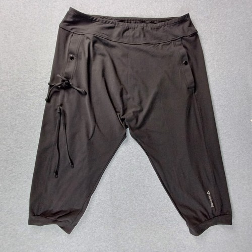 Reebok Pants Women XL Black Stretch Pockets Sports Drop Crotch Harem Performance