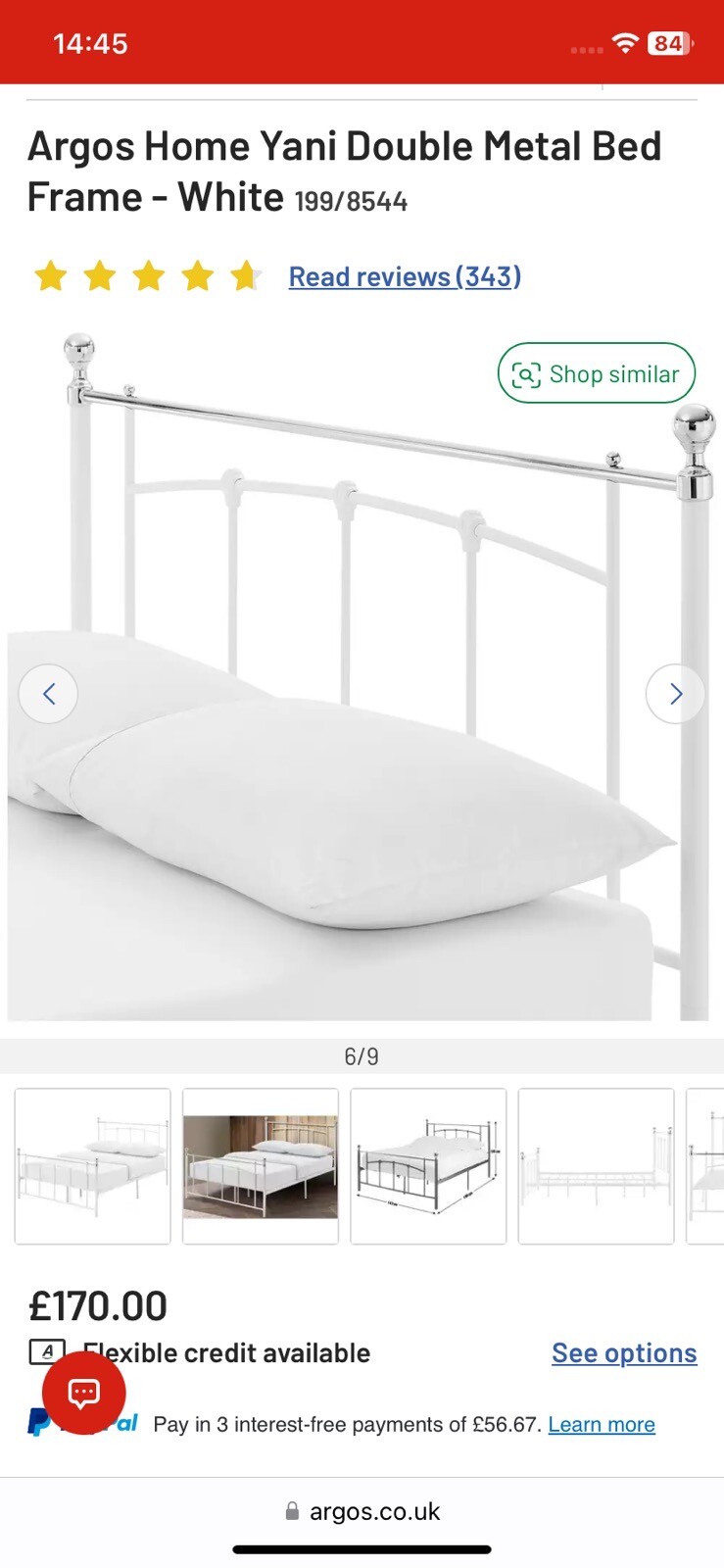 Argos Home Yani Double Metal Bed Frame White Silver eBay