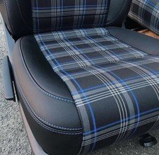Gti Plaid Car Upholstery Fabric - Vw Golf Mk7- 4mm Foam - 59 - 150cm - Blue
