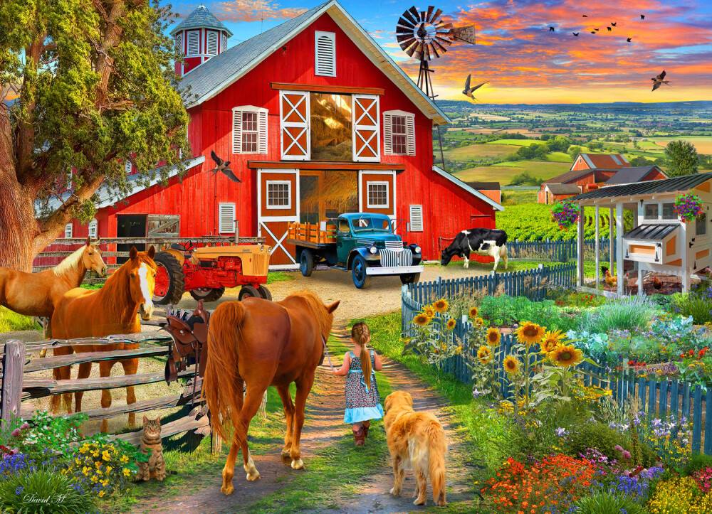 Vermont Christmas Company Horse Farm 1000 Piece Jigsaw Puzzle By