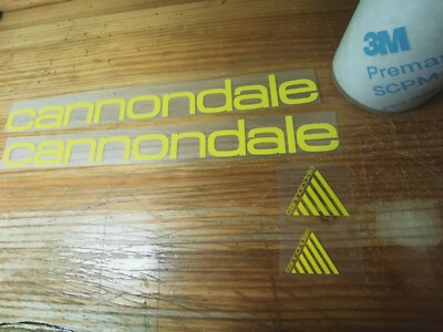 Autocollants Vinyles Cannondale – Lot De 3, Vieilles Lettres Jaunes, Espagne, Neufs