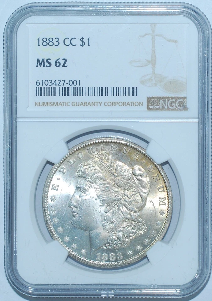 1883 CC NGC MS62 VAM-5A Dash Below 8 Clashed Carson City Morgan Dollar
