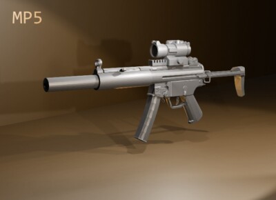 Maßstab 1/16: H&K MP5SD3 mit optionalem Visier (ID 9,36)