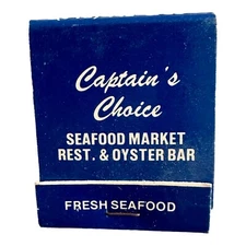 Vintage CAPTAIN’S CHOICE Seafood Unused Full Matchbook Match Unstruck Matches