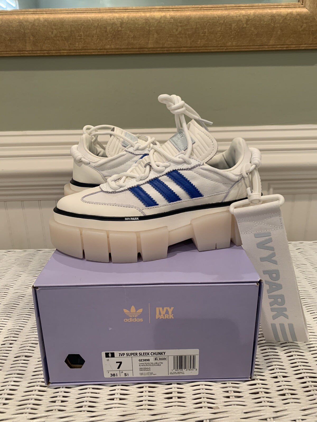 Size 7 - adidas Sleek Super Beyonce Ivy Park White Blue for sale online |  eBay