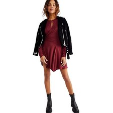 NWT FP BEACH Vance Mini Dress in Bordeaux size Medium