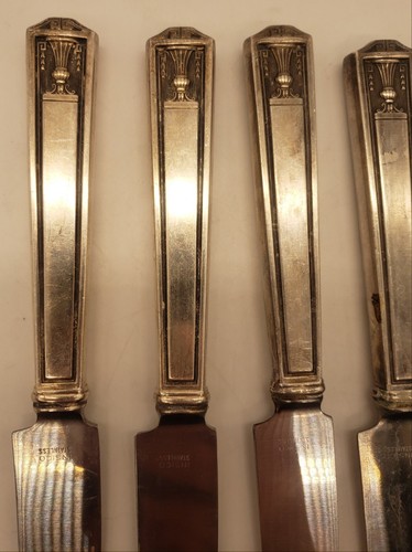 6 Vintage Holmes & Edward Inlaid Silverplate Dinner Knives Century Pattern 9.5" - Picture 10 of 11