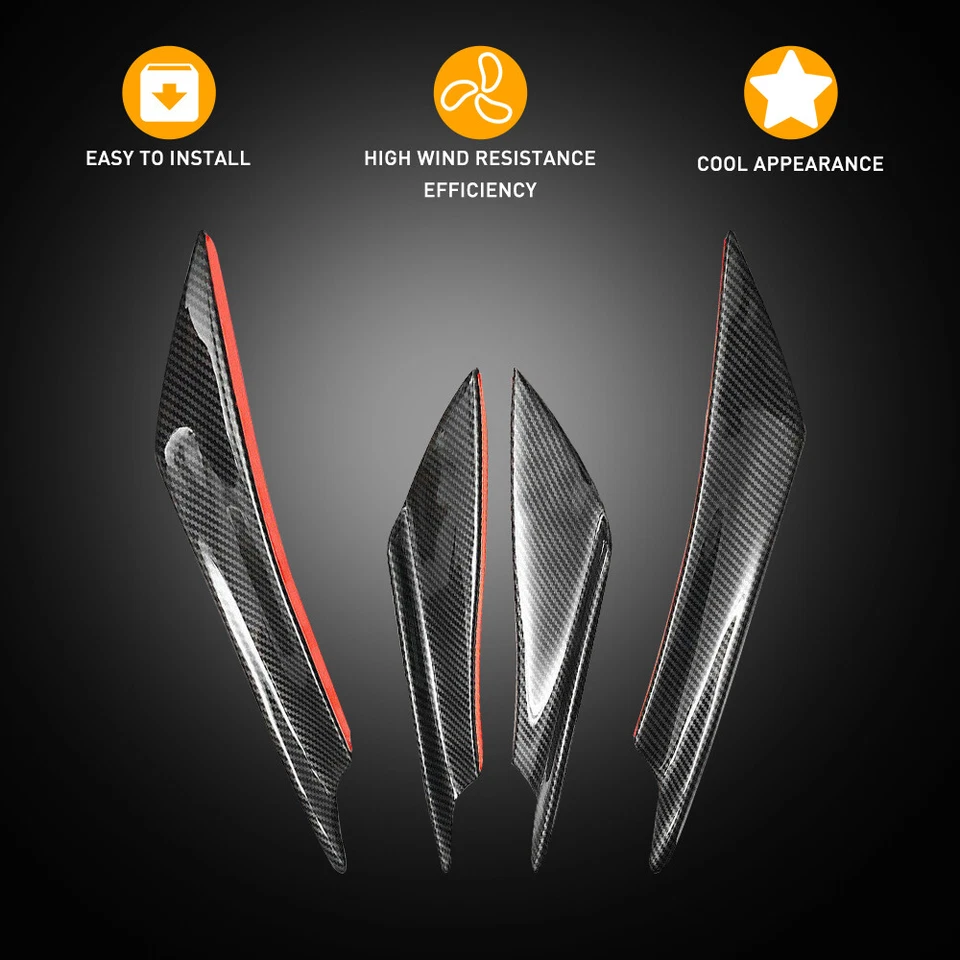 4x Car Black Front Bumper Canards Splitter Fins Body Spoiler Universal for Audi - Image 3 of 4