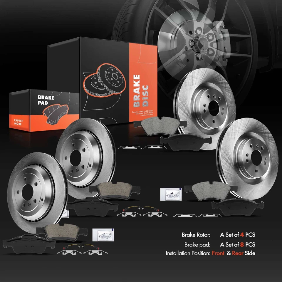 Rotores de disco delanteros y traseros y pastillas de freno de cerámica para Mercedes-Benz GL320 GL350 GL450 Foto 2 de 4