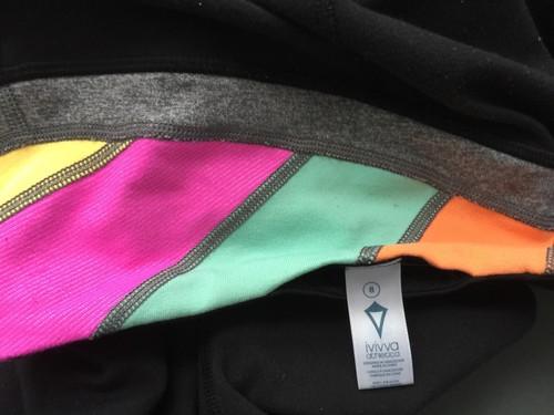 IVIVVA by LULULEMON BLACK PANTS WITH MULTICOLOR WAIST BAND SIZE 8 - Picture 4 of 5