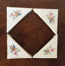 Set 4 Antique Old Paris Porcelain Limoges Desk Blotter Corners Floral Sprig Gilt