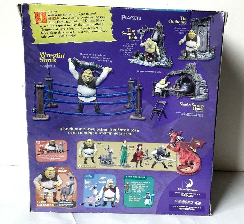 Figurine Shrek Wrestlin’ – McFarlane Toys 2001, Incomplète, Sans Boîte, Vintage