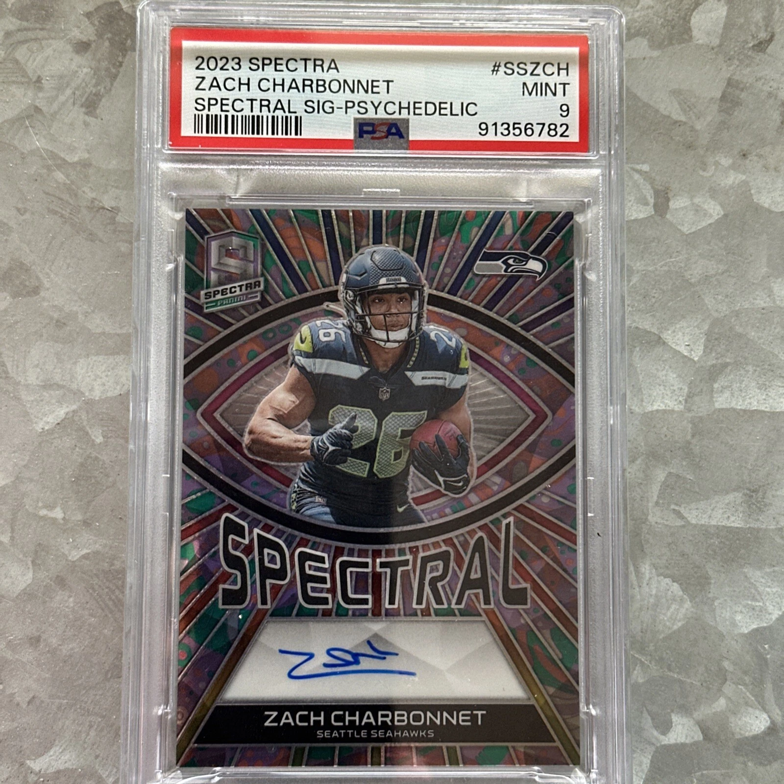 Zach Charbonnet Panini Spectra Spectral Signatures #SSZCH Psychedelic