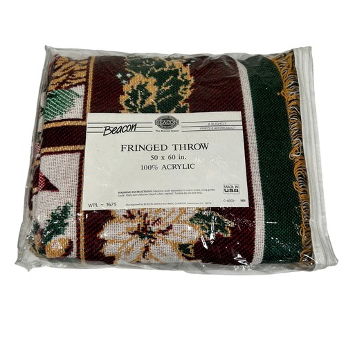Vintage Beacon 12 Days Of Christmas Tapestry Fringe Throw Blanket 50 X 60 in - Picture 2 of 9