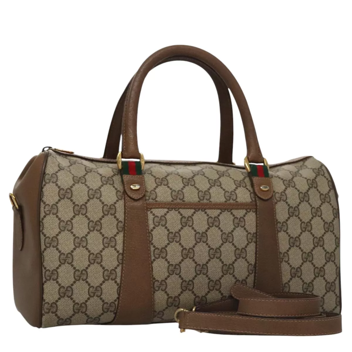 Sac à main GUCCI GG Supreme Web Sherry Line PVC 2 voies beige vert rouge authentique 105580