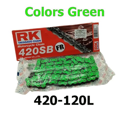 Chain Green RK Motorcycle 420-120L Stunt Parts Accessories Road Bike Speed - Picture 2 of 2