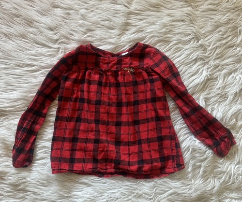 Carter’s Girl Red/Black Long Sleeves Checkered Flannel Plaid Buffalo Size 8