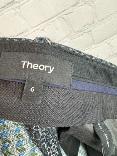 THEORY Treeca 2 shadow jacquard stretch black white ankle dress pants 6 NWOT - Picture 6 of 7