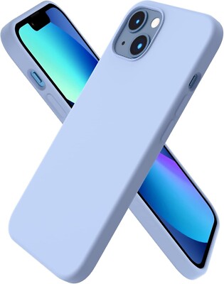 Light Blue 6.1'' iPhone 13 Case Slim Liquid Silicone 3 Layers Full Covered Cover