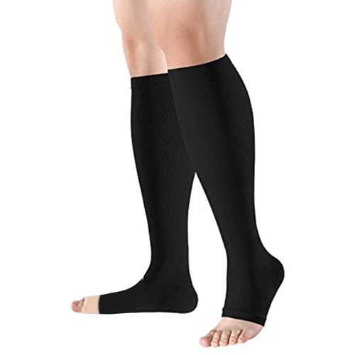 Knee High Open Toe Compression Stockings Toeless Knee High Support Socks Gifts - Picture 4 of 12