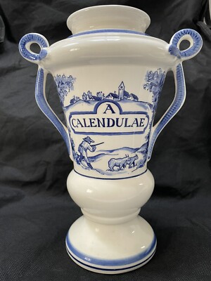 Vintage Delft Pharma große Apotheker Vase/Urne & Schlangen Griffe Flora Keramiek Holland