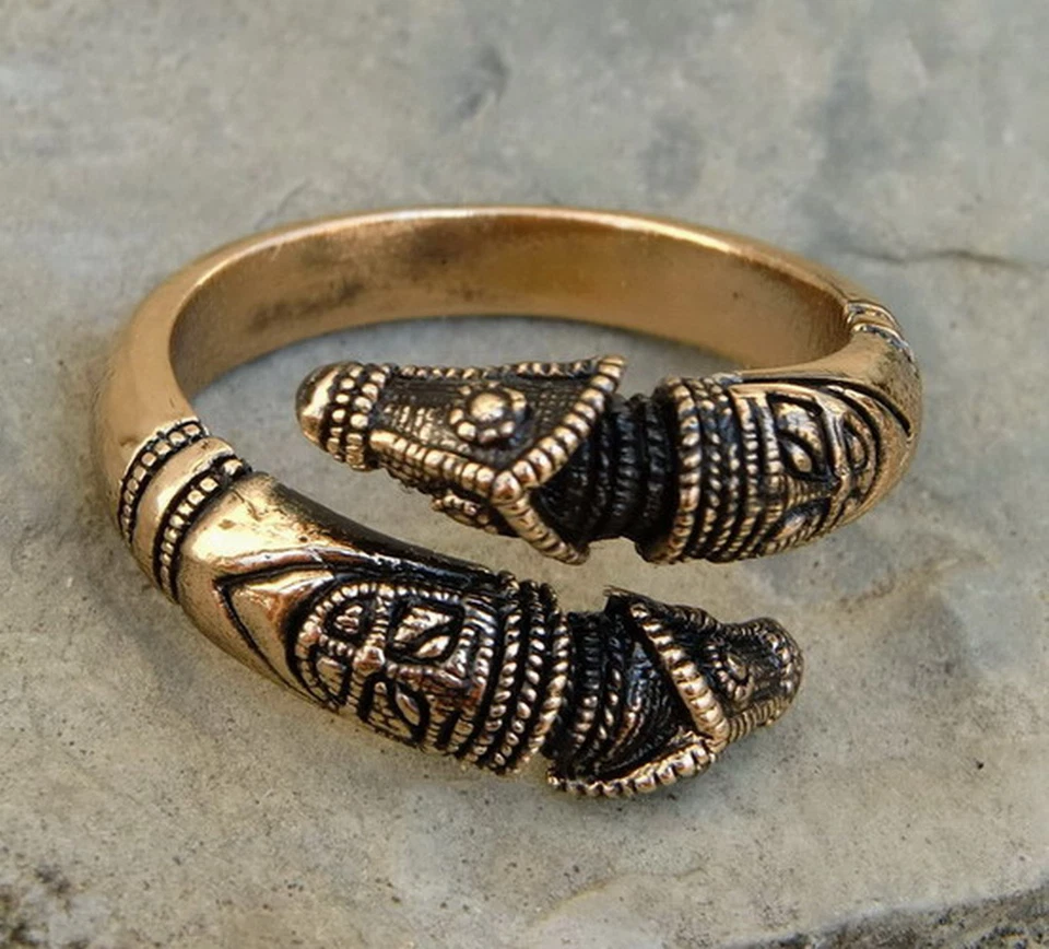 Bronze Wikinger Ring Drachenkopf Gr.60-70 verstellbar Drachenkopfring - Bild 3 von 4