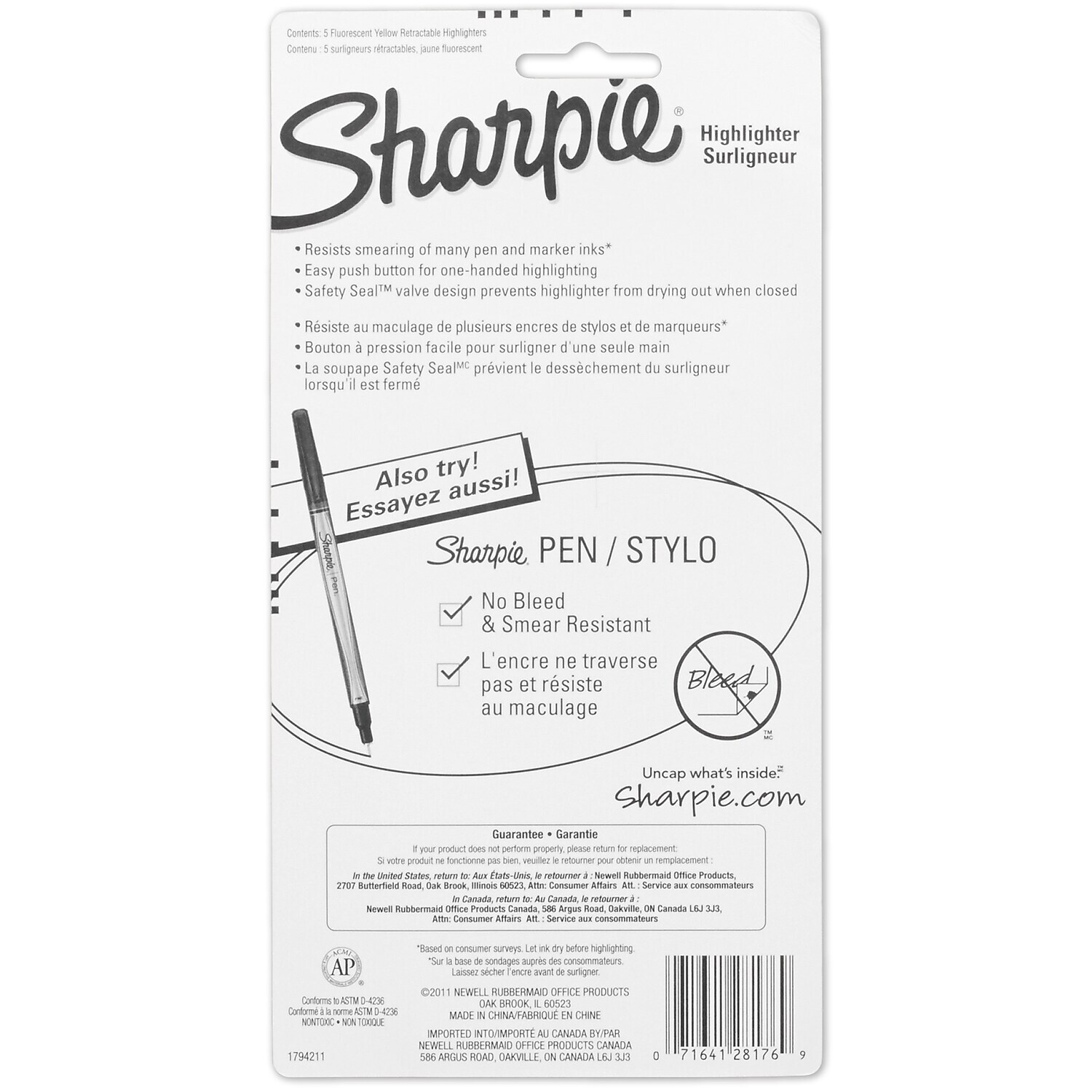 Sharpie Retractable Highlighters Narrow Chisel Tip Yellow 5/Pack (1740822)