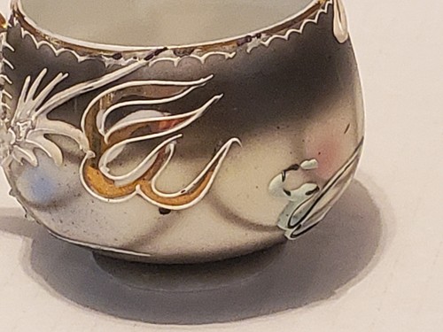 Tazza giapponese Moriage Dragonware Demitasse blu nera dipinta a mano - Foto 9 di 11