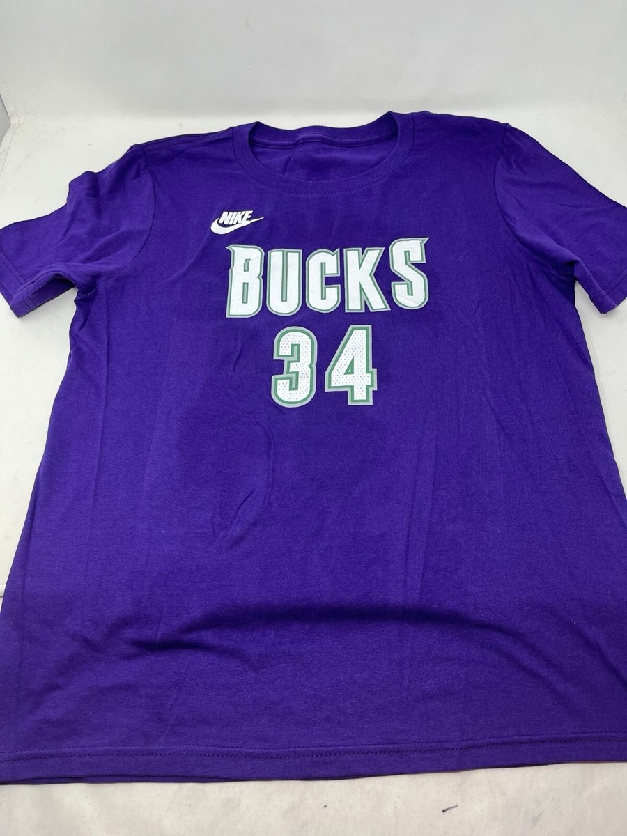 Milwakee Bucks Purple Nike Tee NBA Giannis Antetokounmpo #34