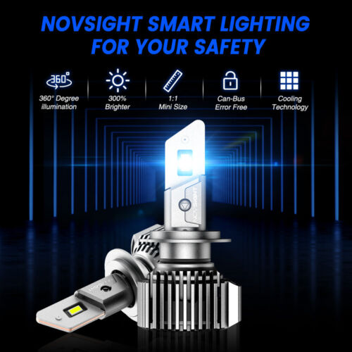 NOVSIGHT H7 LED Headlight Bulbs Low Beam Conversion Kit Cool White 6500K Lamps - Picture 3 of 15
