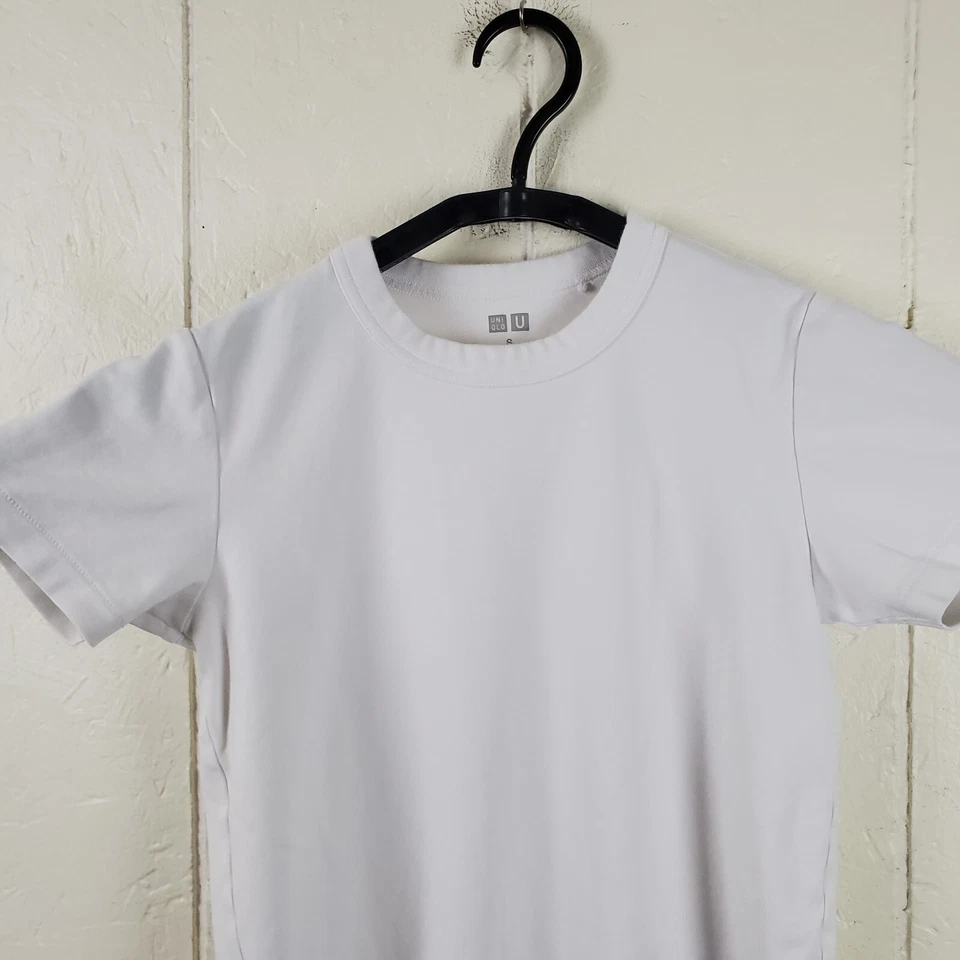 Uniqlo U Shirt Boys Small Solid White Crew Neck Short Sleeve Stretch Pullover - Image 2 of 4