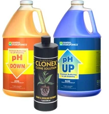General Hydroponics GLCMBX0020 pH Down Gallon with Hydrodynamics Clonex Cloning