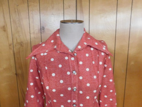 Vintage Jacket JERRELL OF TEXAS Size 11 Red Polka Dot Poly Blend Waist 33" - Picture 2 of 8