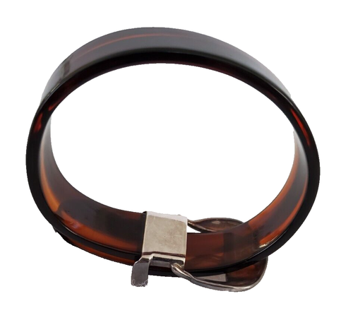 Brazalete con hebilla de cinturón Judith Jack 7,5" imitación caparazón de tortuga lucite plata de ley - Imagen 6 de 16