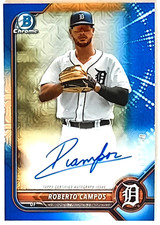 Roberto Campos 2022 Bowman Chrome Blue Mojo Refractor AUTO SP# 37/150 - Tigers