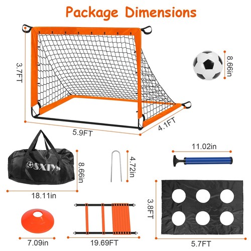 Kids Backyard Soccer Goal Training Equipment with Agility Ladder Sports Outdoor - Picture 18 of 23