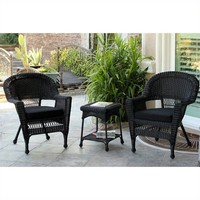 Jeco 3 Piece Wicker Conversation Set With Black Cushions on sale Jeco 3 Piece Wicker Conversation Set With Black Cushions on sale