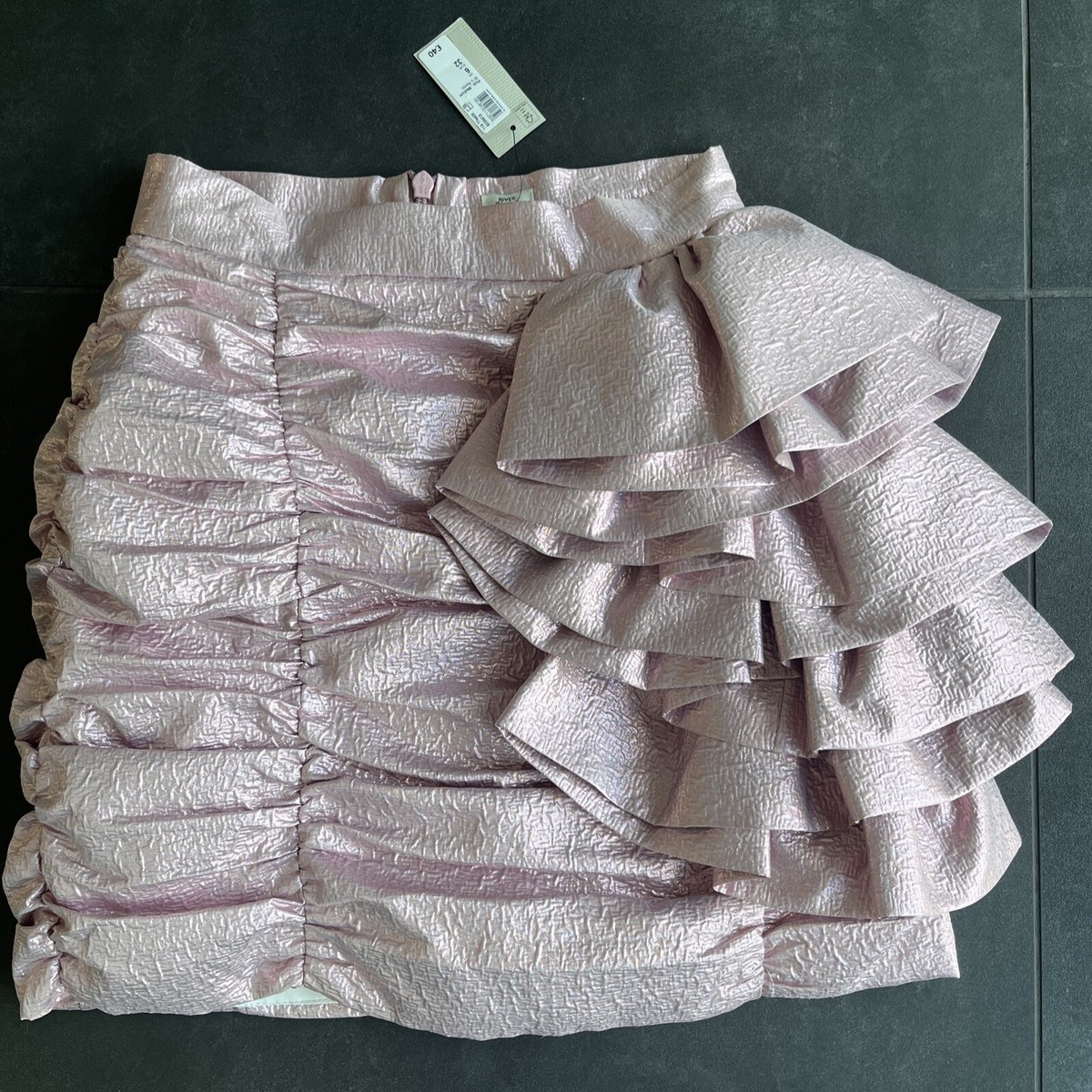 River Island Pink ruffle iridescent Skirt Size UK