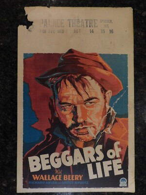 BEGGARS OF LIFE Original 1928 Window Card, 14'' x 22.5'', C7.5 Very Fine Minus