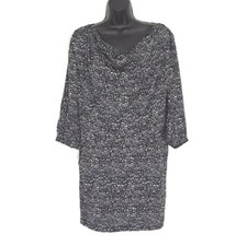 Gap dress black gray 4 abstract print shift drape neck career work New S