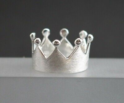 Damenring Krone Ring 925 Sterling Silber Crown Ring gebürstet Kronenring Königin